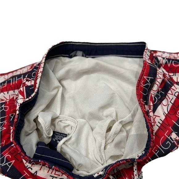 Tommy Hilfiger swim trunks M spell out 5.5” inseam stars stripes red white blue. - Picture 4 of 7